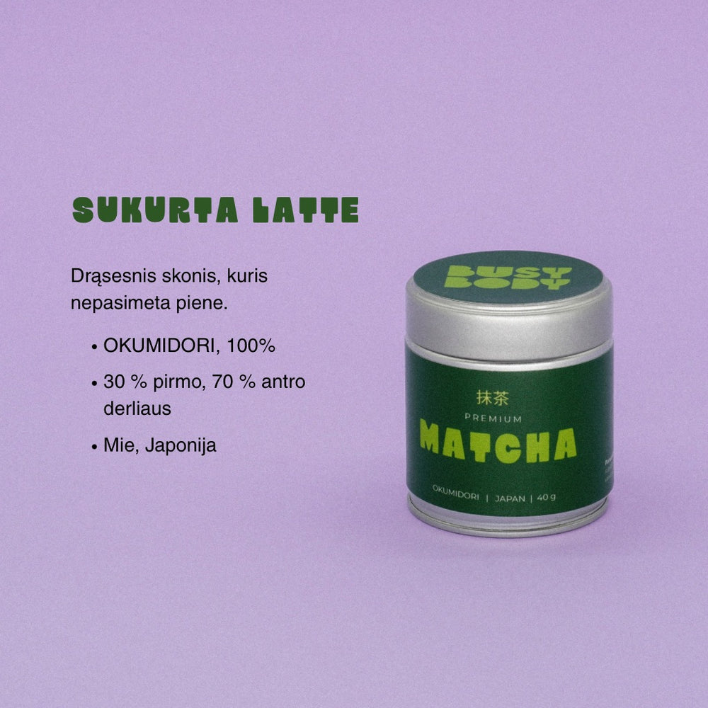 Premium matcha arbata Okumidori, 40 g skardinė