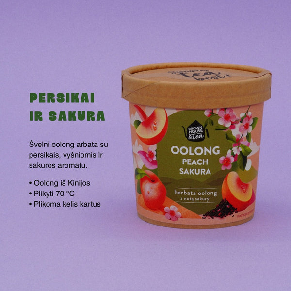 Peach Sakura oolong arbata 50 g su persikais, vyšniomis ir sakuros aromatu